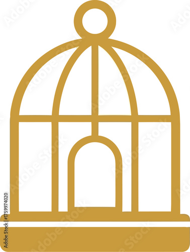Elegant golden birdcage graphic symbol icon decorative ornate design vector