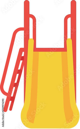 Bright yellow playground slide red metal frame childhood fun vector