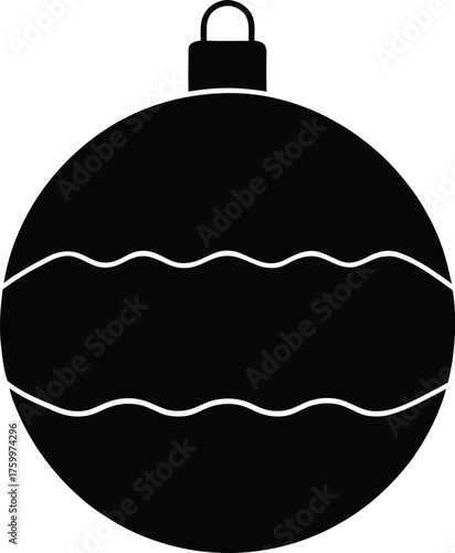 Minimalist Christmas Ornament Vector Icon with Wavy Stripe