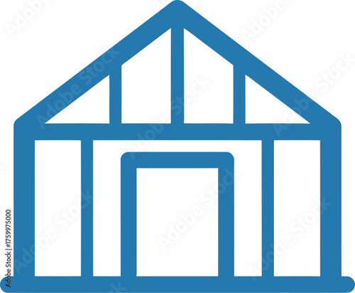 Minimalist blue house frame icon modern architectural concept vector
