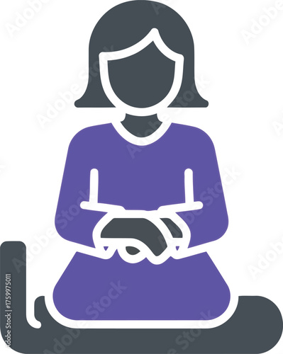 Woman meditating peaceful serene yoga pose calm mind vector