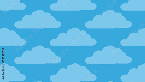 Dreamy blue sky filled with fluffy clouds creates a peaceful backdrop perfect for kids' designs and calming visuals, promoting serenity and imagination
