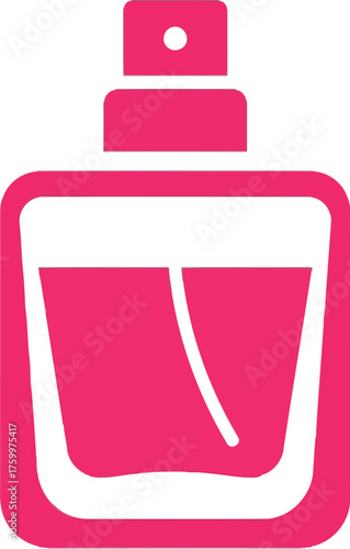 Modern pink perfume bottle icon elegant fragrance spray abstract symbol vector