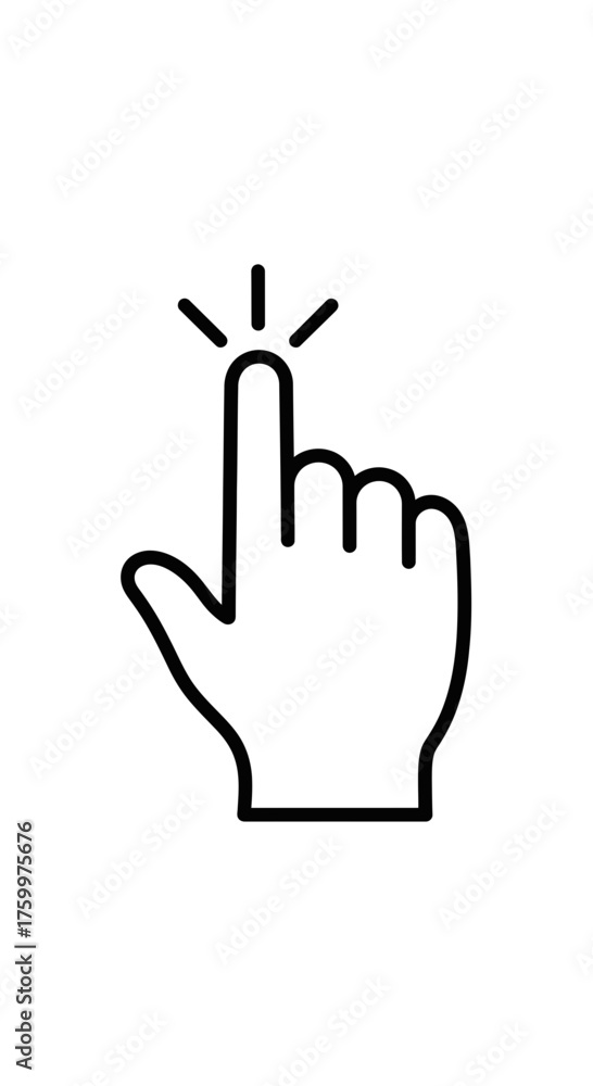 Fototapeta premium Outline Hand Pointer Index Finger Click or Tap Interaction Icon