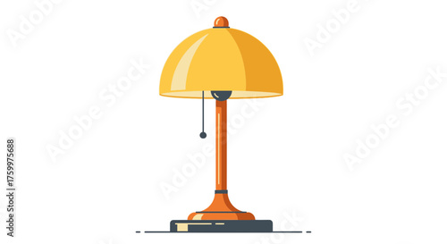 Classic Dome Table Lamp with Yellow Shade and Wood Grain Base Illustration