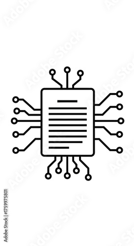 Digital Document Processing Icon: Data Management, Smart Contract, or Chip File Symbol