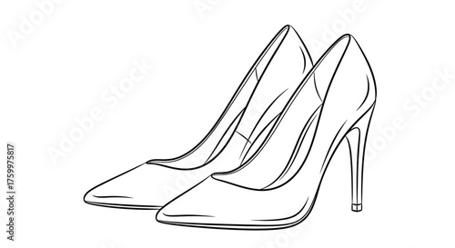 Elegant High Heel Shoes Sketch Outline | Fashion Heels Drawing Design