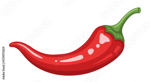 Vibrant Red Chili Pepper Illustration: Hot, Spicy Food Ingredient or Flavor Symbol