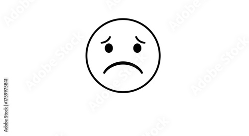 Black and White Sad Face Emoticon Outline - Negative Feedback Icon