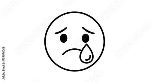 Outline Crying Sad Face Emoji Icon PNG – Tear Emotional Stress Vector