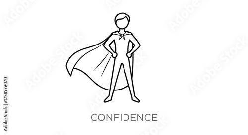 Superhero Stance Outline Icon: Confidence, Power, and Heroism Symbol