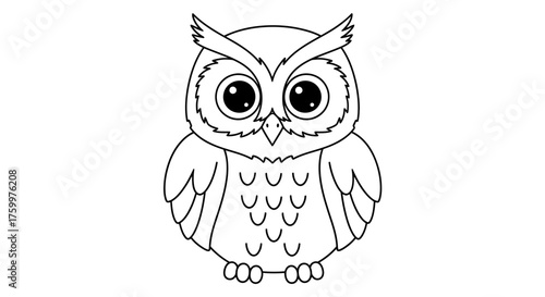 Cute Cartoon Owl Line Art for Education and Wisdom