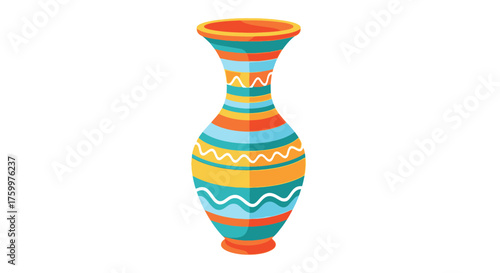 Colorful Bohemian Striped Decorative Vase Illustration