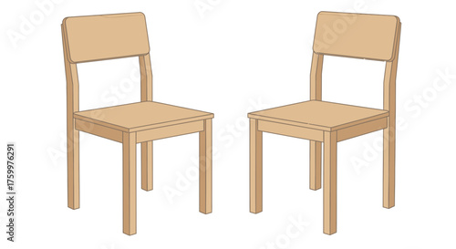 Simple Wooden Dining or Accent Chairs Illustration