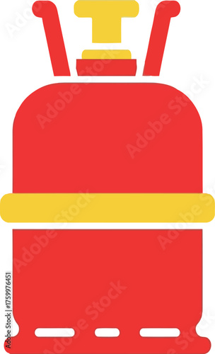 Vibrant red lpg gas cylinder flat icon for energy and fuel concepts vector