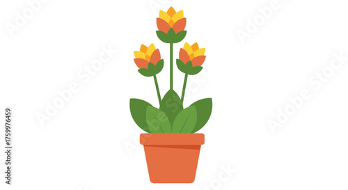 Potted Flowering Plant Icon PNG – Houseplant Flowerpot Clipart Vector