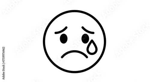 Outline Crying Sad Face Emoji Icon PNG – Tear Emotional Stress Vector
