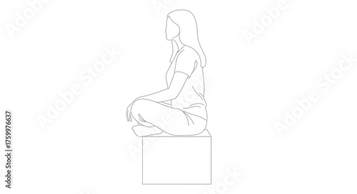 Outline Woman Sitting Cross-legged Icon PNG – Meditating Female Pose Vector
