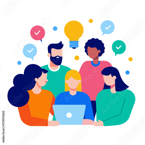 Diversity collaboration creative team brainstorming idea vector illustration