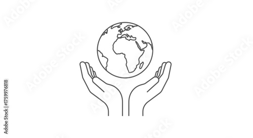 Outline Hands Holding Globe Icon PNG – Earth Care World Outline Clipart