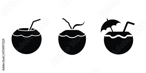 Vector coconut cocktails isolated on white background