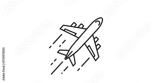 Airborne Journey Depicted: Modern Illustration of a Jetliner Soaring Across the Sky