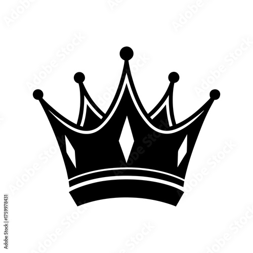 King Crown Logo Silhouette Vector Flat On White Background