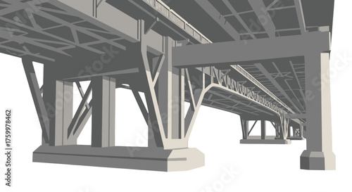 Architectural Perspective: Low Angle View Of A Concrete Bridge Conceptual Design