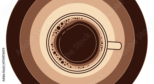 Aromatic Coffee Cup Design Amidst Concentric Circles Aesthetic View Artwork