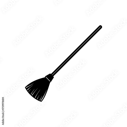 Silhouette Of Broom Vector Clipart On White Background