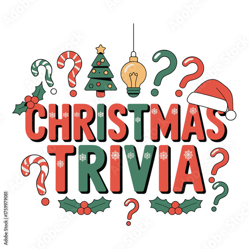 Christmas Trivia Game Fun Festive Quiz with Holiday Elements and Question Marks