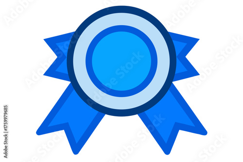 Blue Badge with Ribbon Design for Recognition or Award