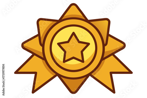 Gold Star Medal Showing Achievement and Success