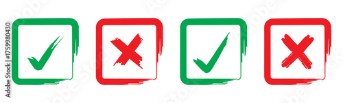 Checkmark cross icon Checkmark icon set. Checkmark right symbol tick sign.