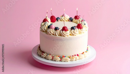 Birthday cake with candles and sprinkles 