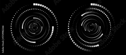 A swirling spiral of moving particles. A dynamic abstract design element. Vector technologies.