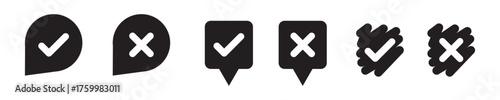 Set of tick mark in green and cross mark in red colour and stroke with white background, check and cross mark icon set. checkmark and x mark icon use for apps and website. checkmark, icon, vector.
