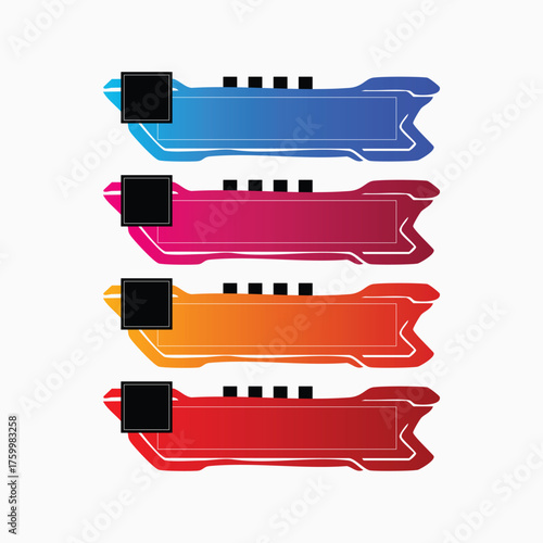 Colorful futuristic lower thirds isolated on white background