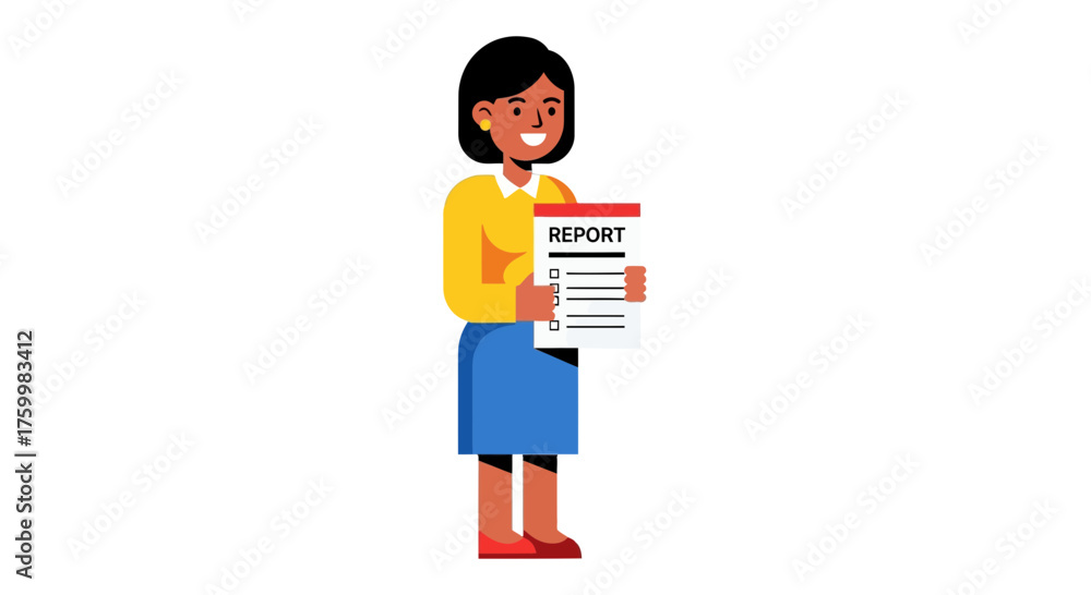 Obraz premium Businesswoman Holding Report, Document, Smiling, Showing, Presentation, Information