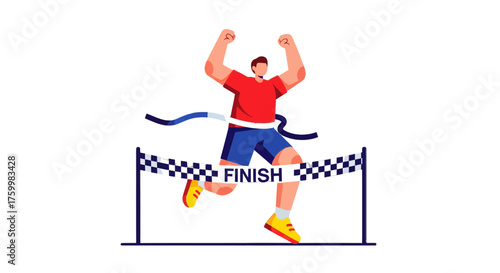 Athlete Celebrates Triumph After Successfully Crossing the Finish Line in Competition