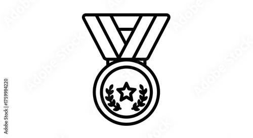 Black Outline Medal Showcasing Excellence and Achievement for Any Competition