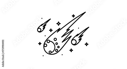 Celestial Bodies Converging In A Dark Space With Abstract Meteor Shower Illustration