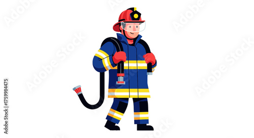 Brave Firefighter Ready For Any Emergency With His Protective Gear Courageously