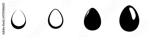Collection of various egg shapes showcasing different styles and textures in a minimalist design