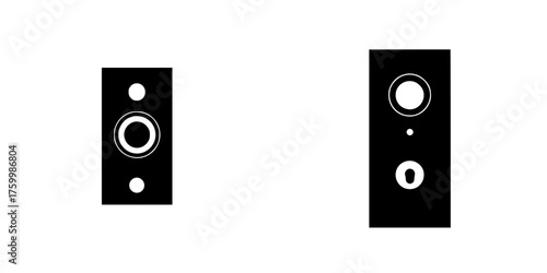 Illustrations of two different doorbell designs showcasing minimalist aesthetics and functional elements