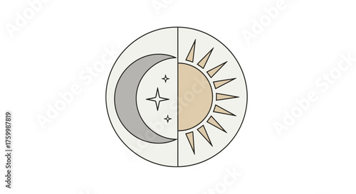 Celestial Harmony: A Symbolic Representation of Sun, Moon, and Stars Within a Circle
