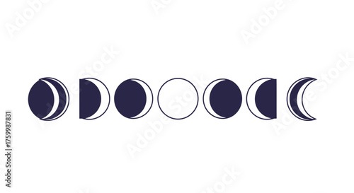 Celestial Phases: An Abstract Silhouette Displaying Moonlight Transition Across the Night Sky