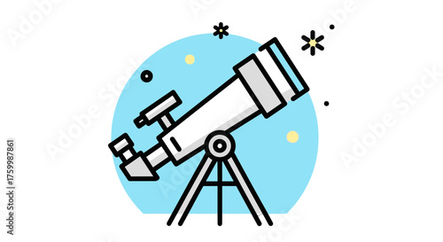 Celestial Seeker: Illustrated Telescope and Starry Sky Exploring the Cosmos and Beyond