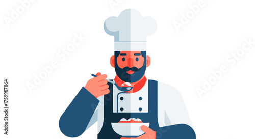 Chef Tasting Delicious Food: Culinary Exploration and Gastronomic Delight Illustrated