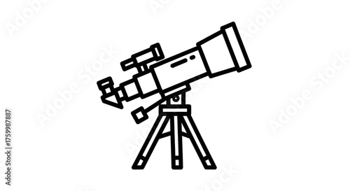 Celestial Viewer: An Outline Drawing Of A Refracting Telescope For Astronomical Exploration